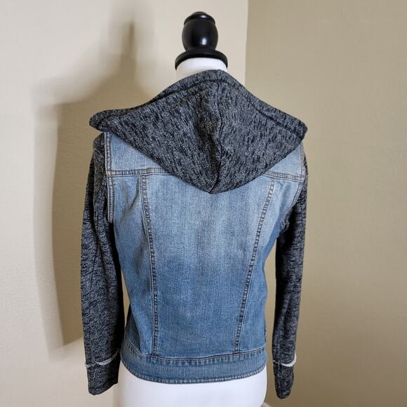 Denim Vest Hoodie Jacket, Size Medium, Blue Jean Heather Grey - Picture 4 of 10